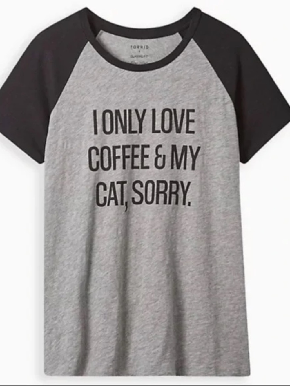 Torrid Gray & Black Raglan Graphic Tee 2X – Coffee & Cat Lover Shirt
